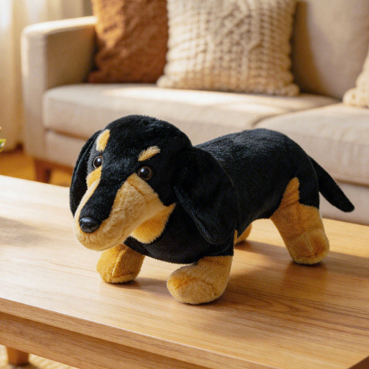 Realistic Long-Body Dachshund Plush Toy with Ultra-Soft Faux Fur and Bean-Filled Paws Kalsten