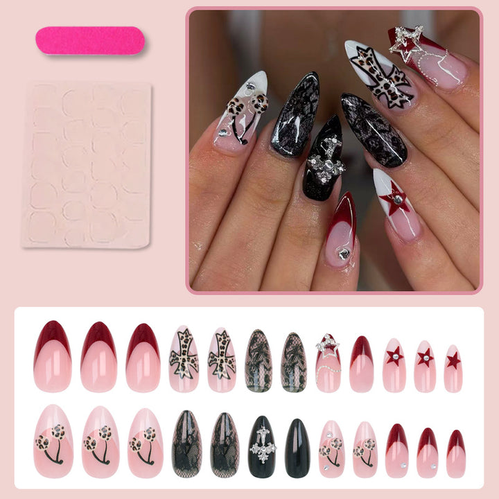 Acrylic nail set with glamorous designs and high-quality embellishments Kalsten