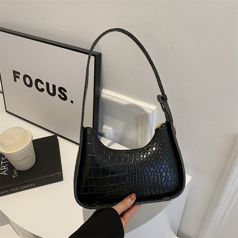 Elegant Croc-Embossed Shoulder Bag