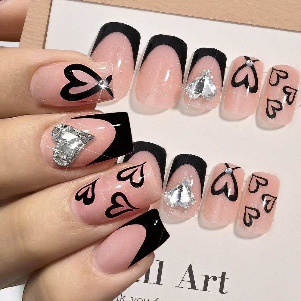 Glamorous Heart-Design Press-On Nails