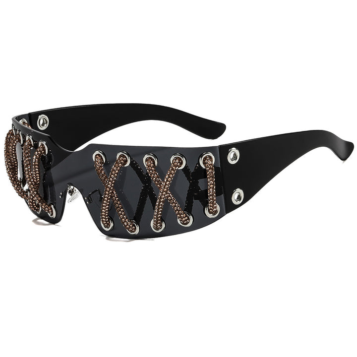 Women futuristic design sunglasses with unique decor Kalsten