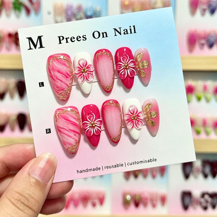 Artistic Floral Design Press-On Nails