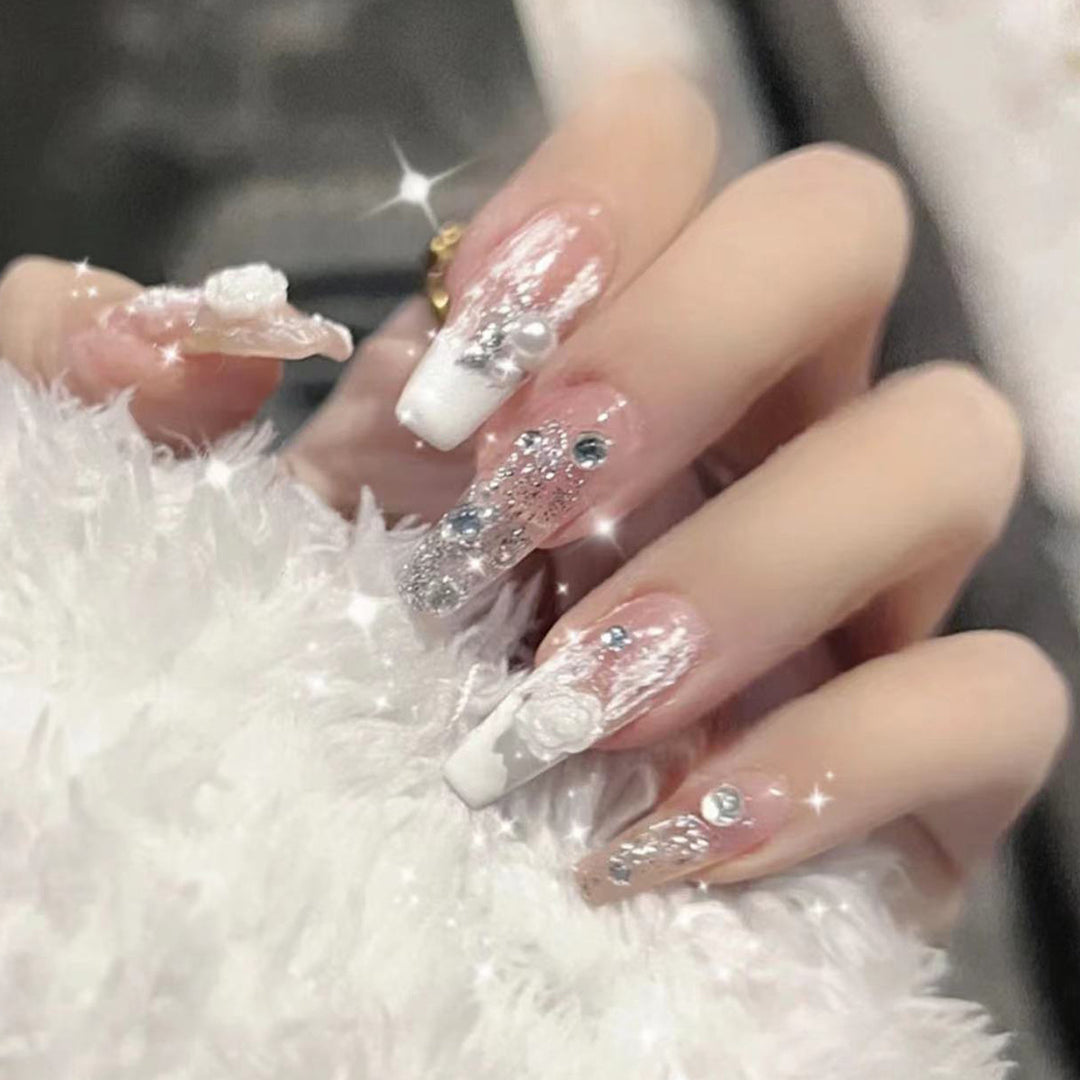 Glamorous Floral Acrylic Nail Art