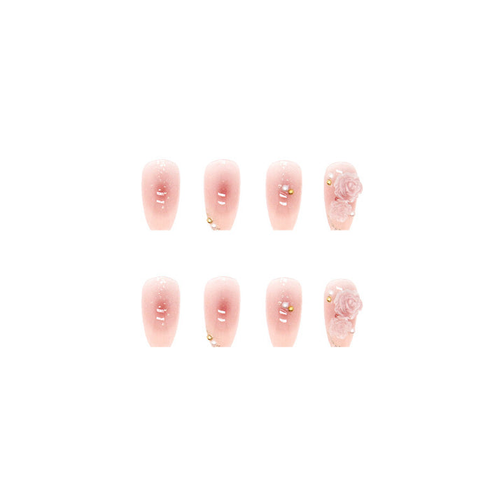Decorative Floral-Embellished Press-On Nail Set