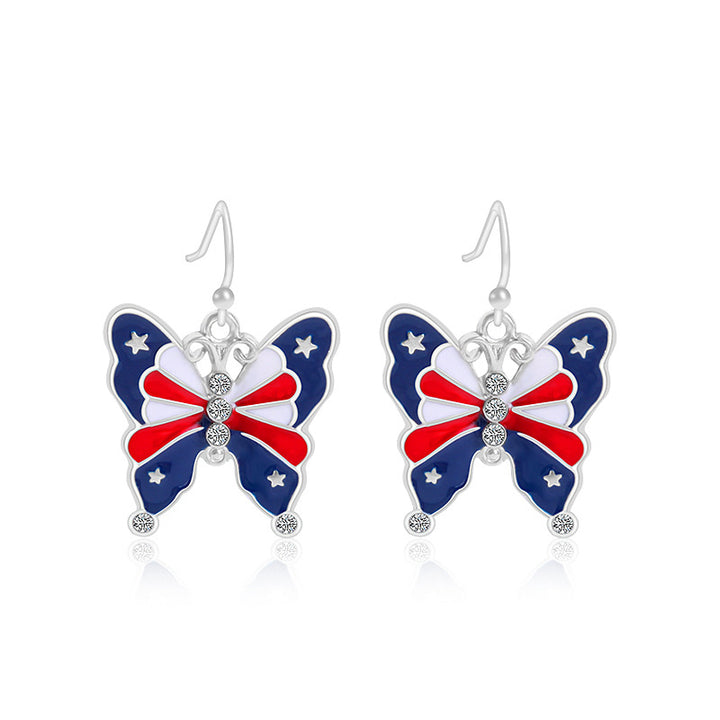 Women's long multi-layer star drop earrings with crystal embellishments and rhodium-plated alloy Kalsten