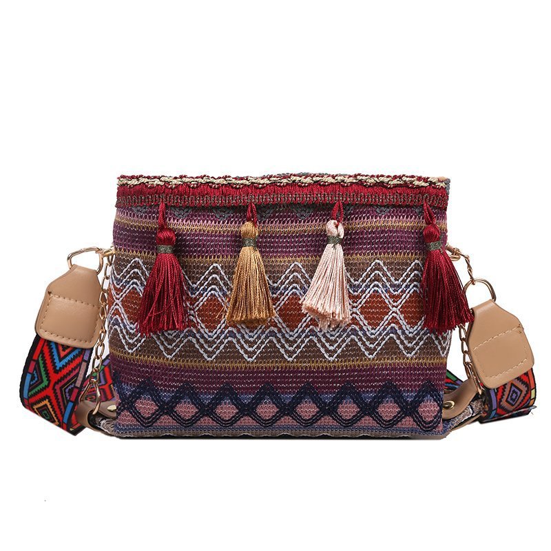 Ethnic Patterned Mini Crossbody Bag
