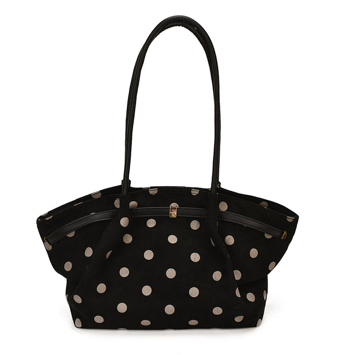 Polka Dot Suede Shoulder Tote