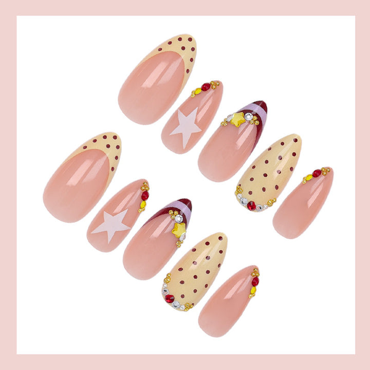 Acrylic Nail Set with Luxurious Accents and Creative Designs Kalsten