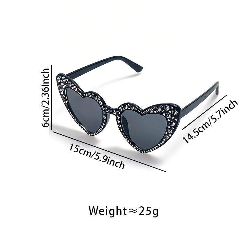 Rhinestone-Accented Heart-Shaped Sunglasses Kalsten