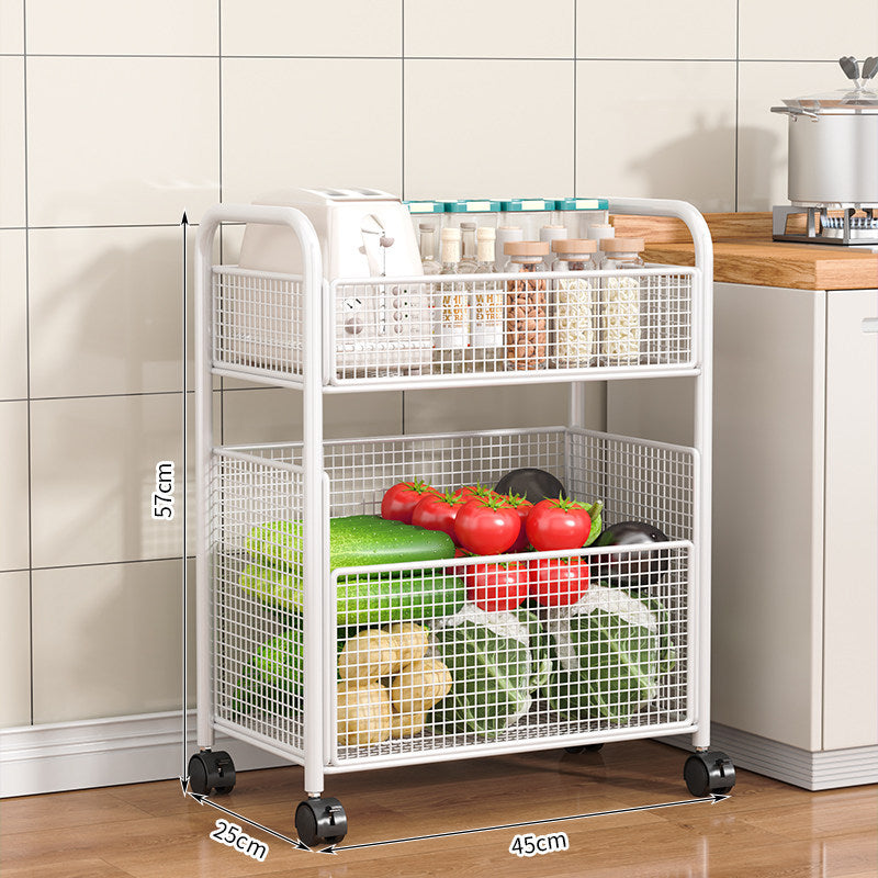 Rolling Kitchen Storage Cart with Mesh Baskets Kalsten