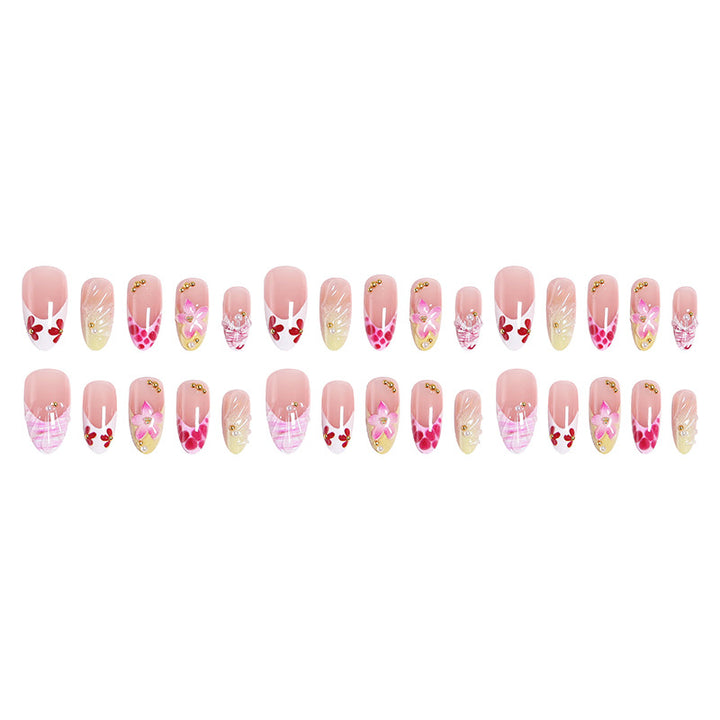 Artificial Nail Set with Floral and Glamorous Decorations Kalsten