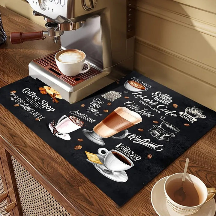 Coffee-Themed Kitchen Mat