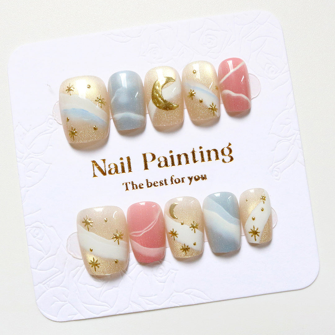 Celestial-Inspired Press-On Nail Art Set
