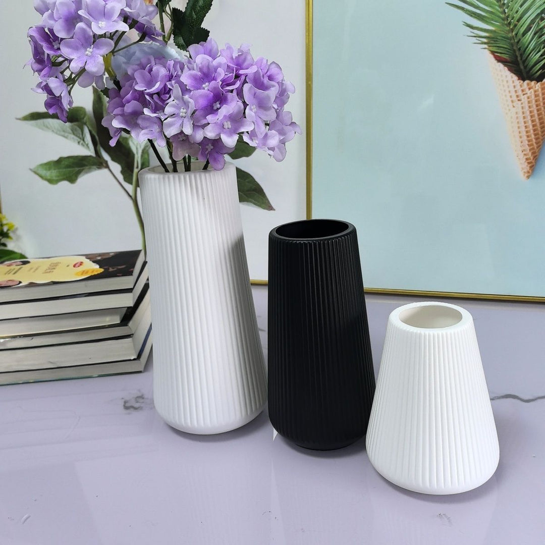 Textured Ribbed Decorative Vase Set Kalsten