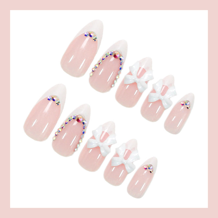 Artificial nail set with romantic bows and glamorous decorations Kalsten