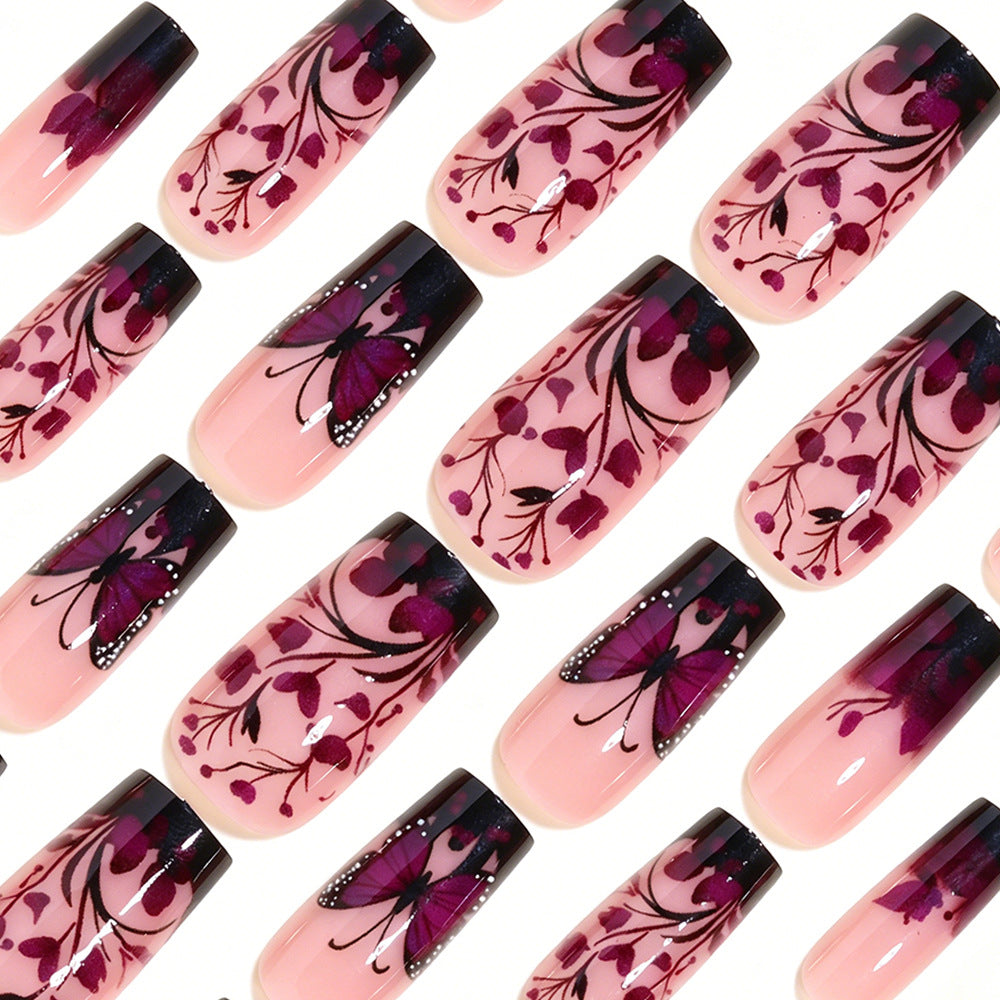 Elegant Butterfly Floral Nail Art Tips Kalsten