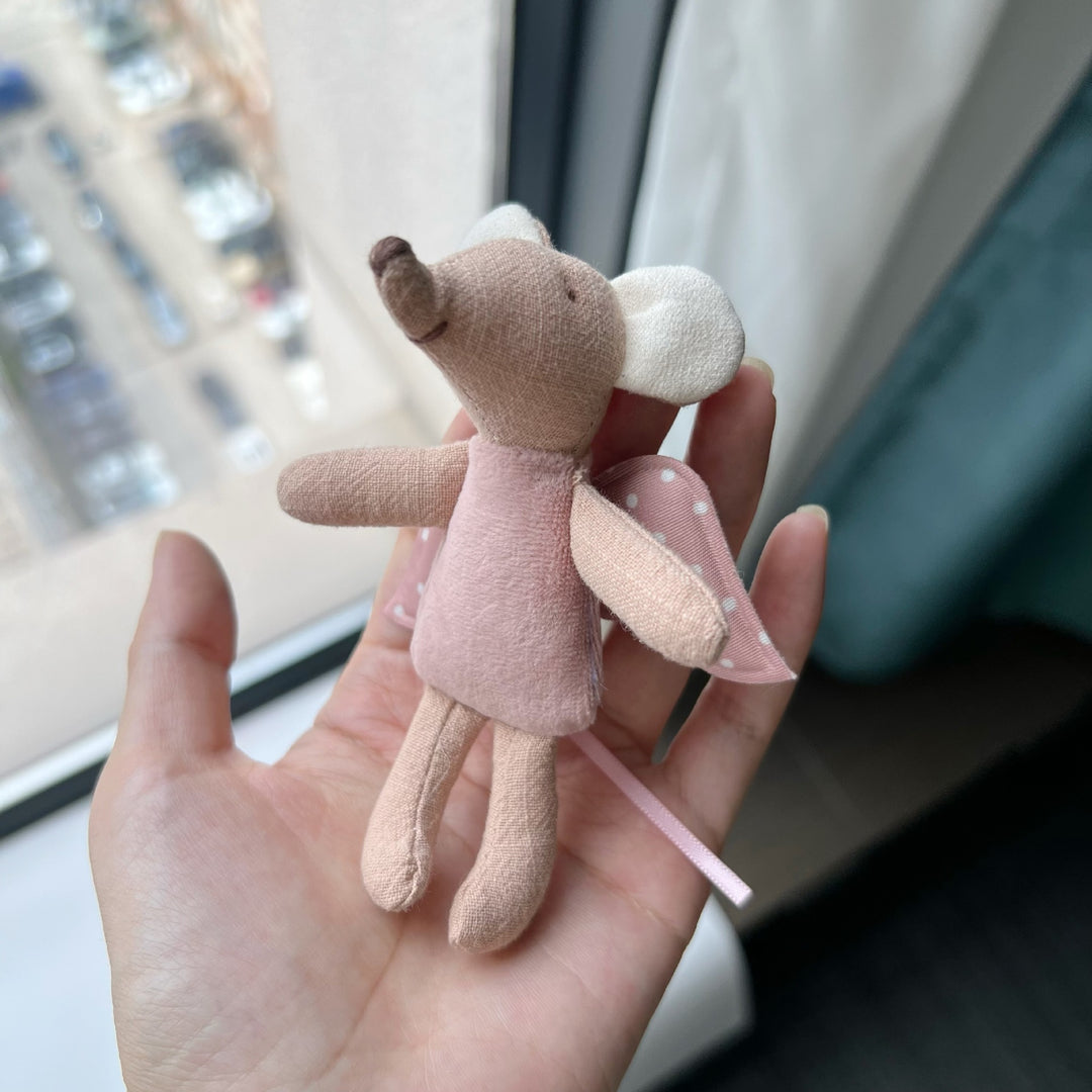 Miniature Linen Mouse Comforter Plush Keyring
