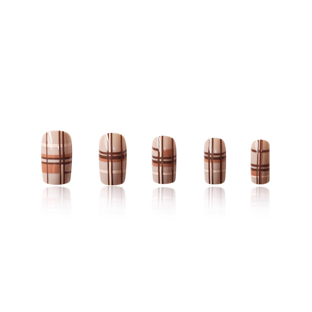Stylish Plaid Press-On Nail Set Kalsten