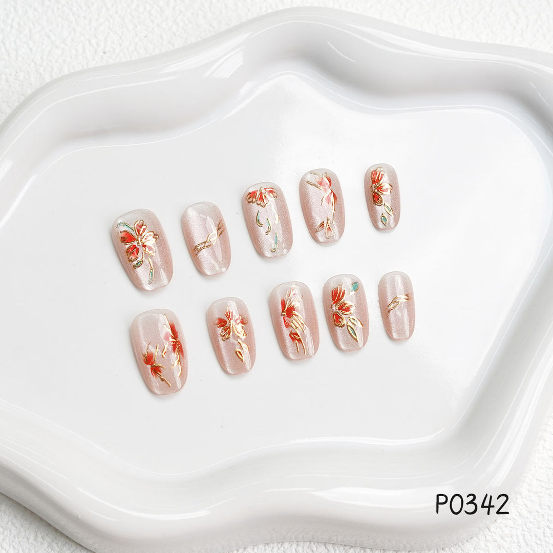 Floral Design Press-On Nails