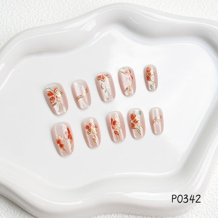 Floral Design Press-On Nails