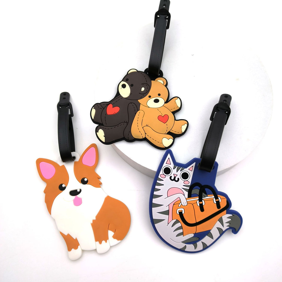 Cute Silicone Cat Luggage Tag with Detachable Strap and Personalized ID Window Kalsten