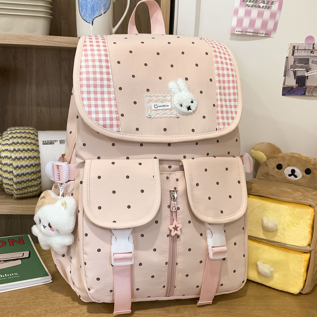 Cute Illustrated Polka Dot Backpack Kalsten