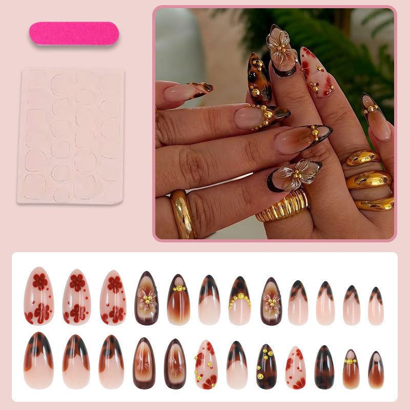 Art Nail Set with romantic floral designs and high-quality embellishments Kalsten