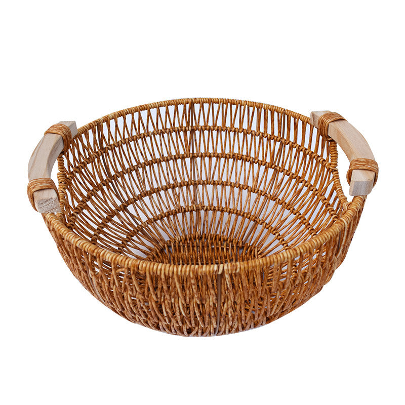 Handcrafted Woven Storage Basket with Wooden Handles Kalsten