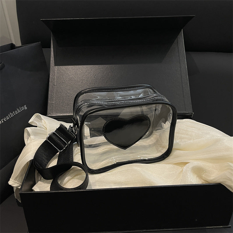 Heart-Shaped Clear Crossbody Bag