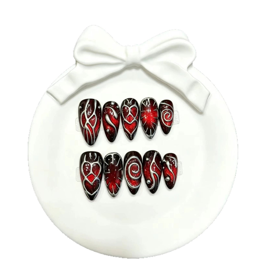 Artistic Nail Art Press-On Nail Set with Charming Glitter Accents