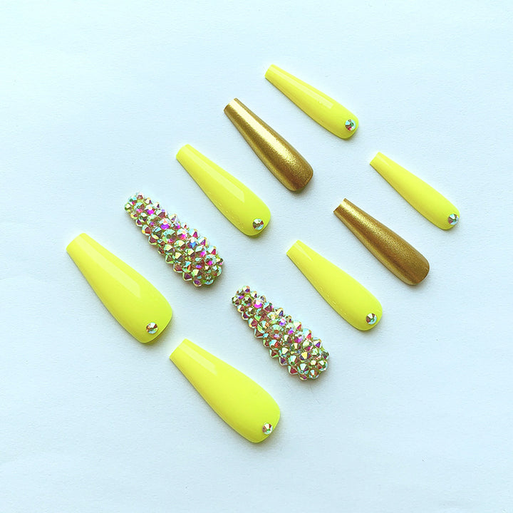 Decorative Stiletto Nail Extensions with Rhinestones