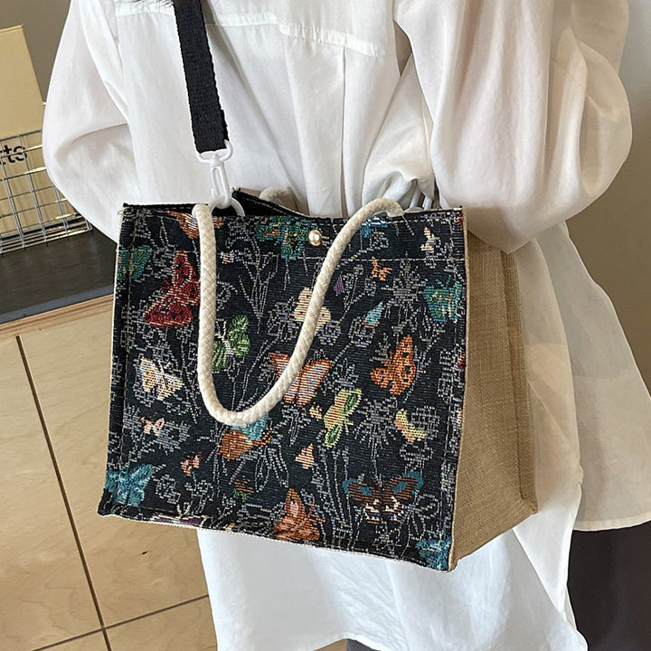 Floral Embroidered Canvas Tote Bag  1790616768