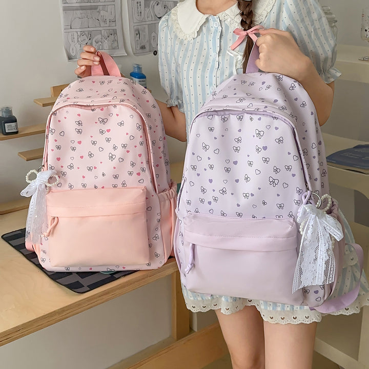 Stylish Heart-Printed Backpack Kalsten
