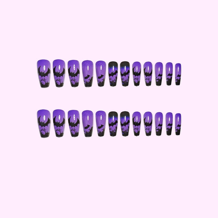 Halloween-Themed Gothic Bat Nail Art Design