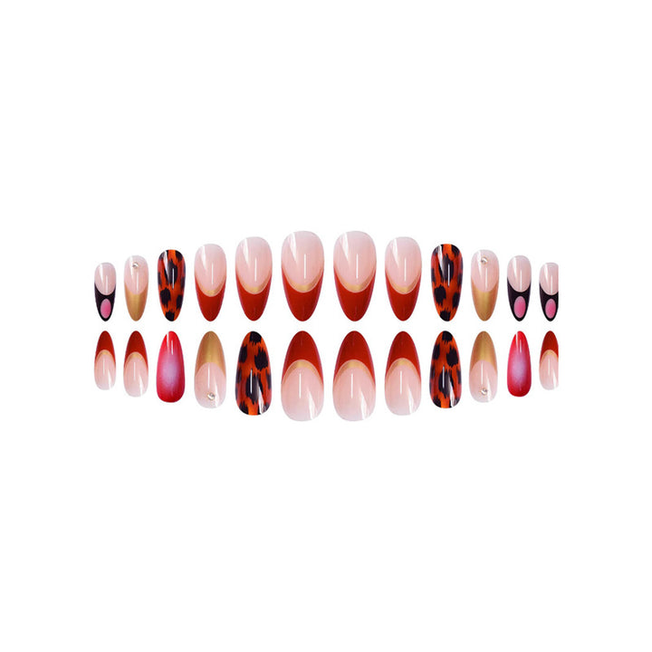 Decorative Stiletto Press-On Nails with Metallic Accents Kalsten