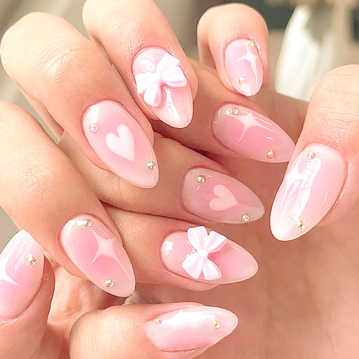 Decorative Bow-Accented Stiletto Press-On Nails Kalsten