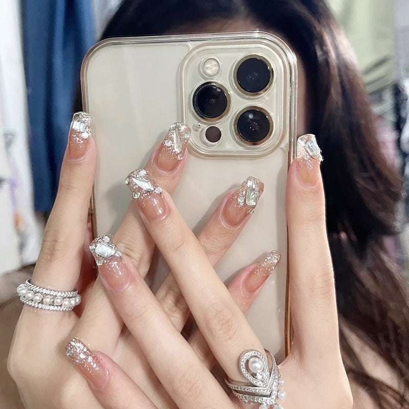 Elegant Rhinestone-Embellished Press-On Nails