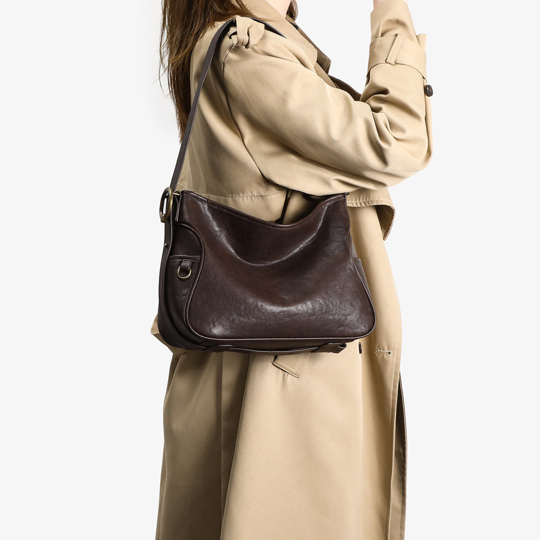 Chic Slouchy Leather Hobo Handbag