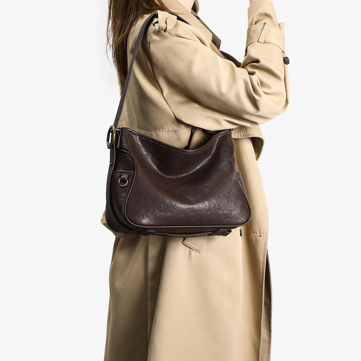 Chic Slouchy Leather Hobo Handbag