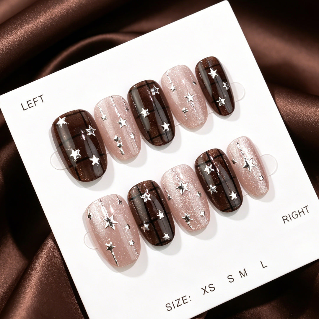 Artistic Starry Design Press-On Nail Set