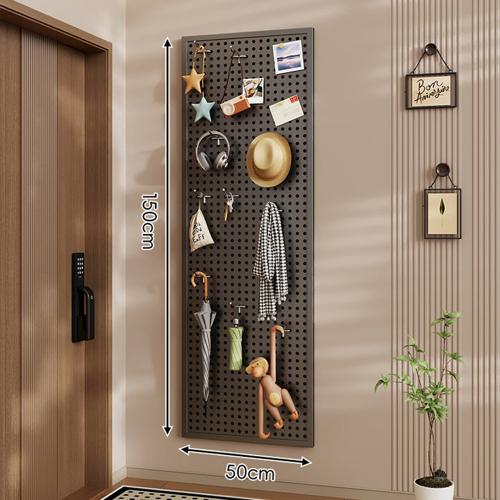 Wall-Mounted Perforated Pegboard Organizer Panel Large Square with Modular Hooks and Accessories