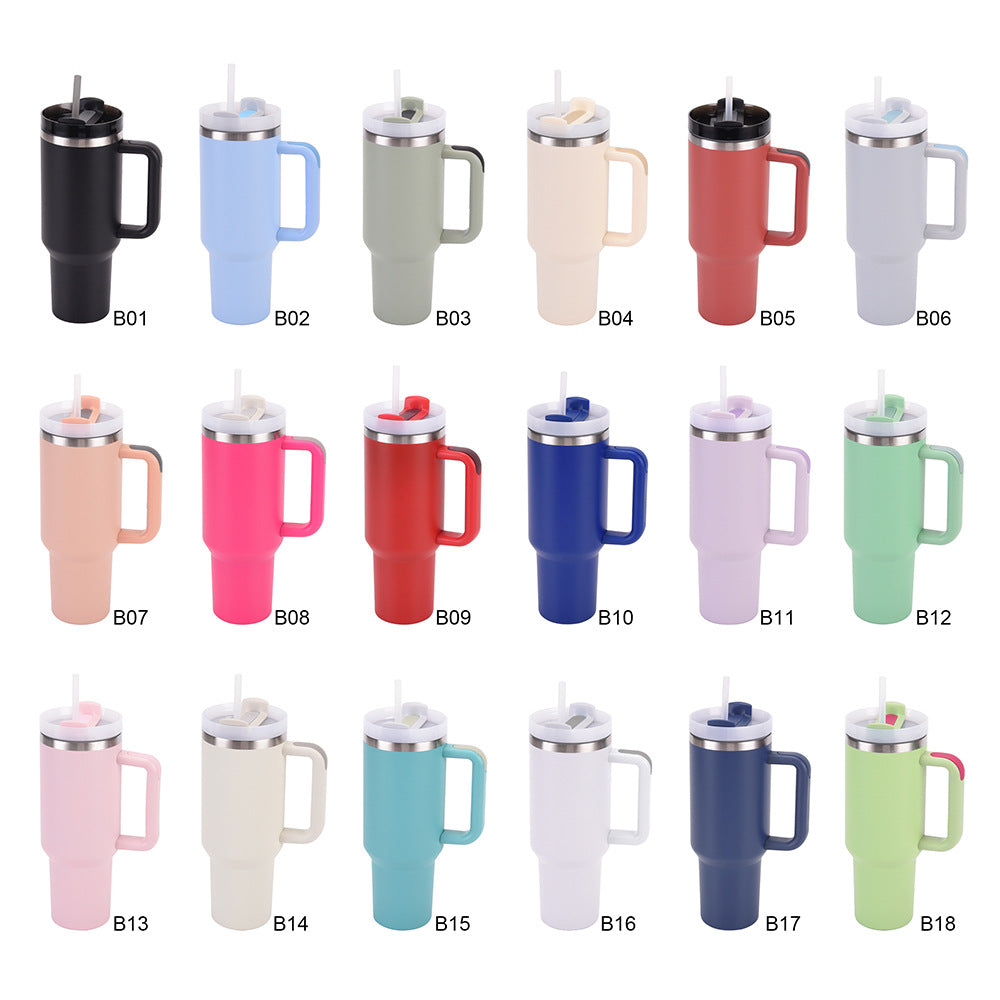 Stainless Steel Insulated Travel Tumbler With Ergonomic Handle And Bpa-Free Straw Lid