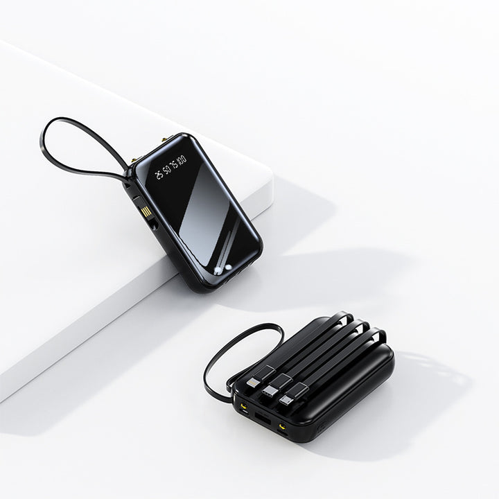 Portable power bank with integrated cable management and digital charge level display Kalsten