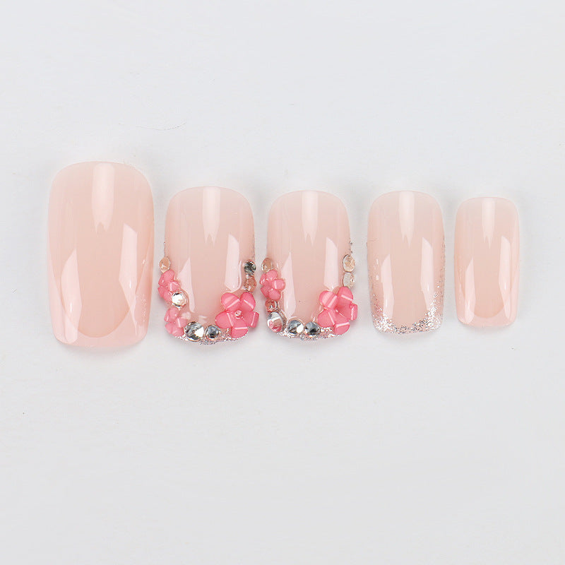 Decorative Rhinestone French Tip Press-On Nails Kalsten