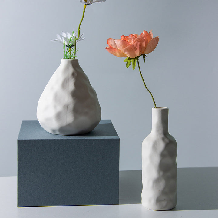 Artistic Textured Ceramic Bottle Vase