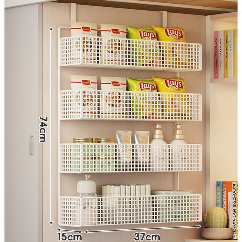 Wall-Mounted Grid Mesh Stacked Tiered Pantry and Bathroom Storage Baskets