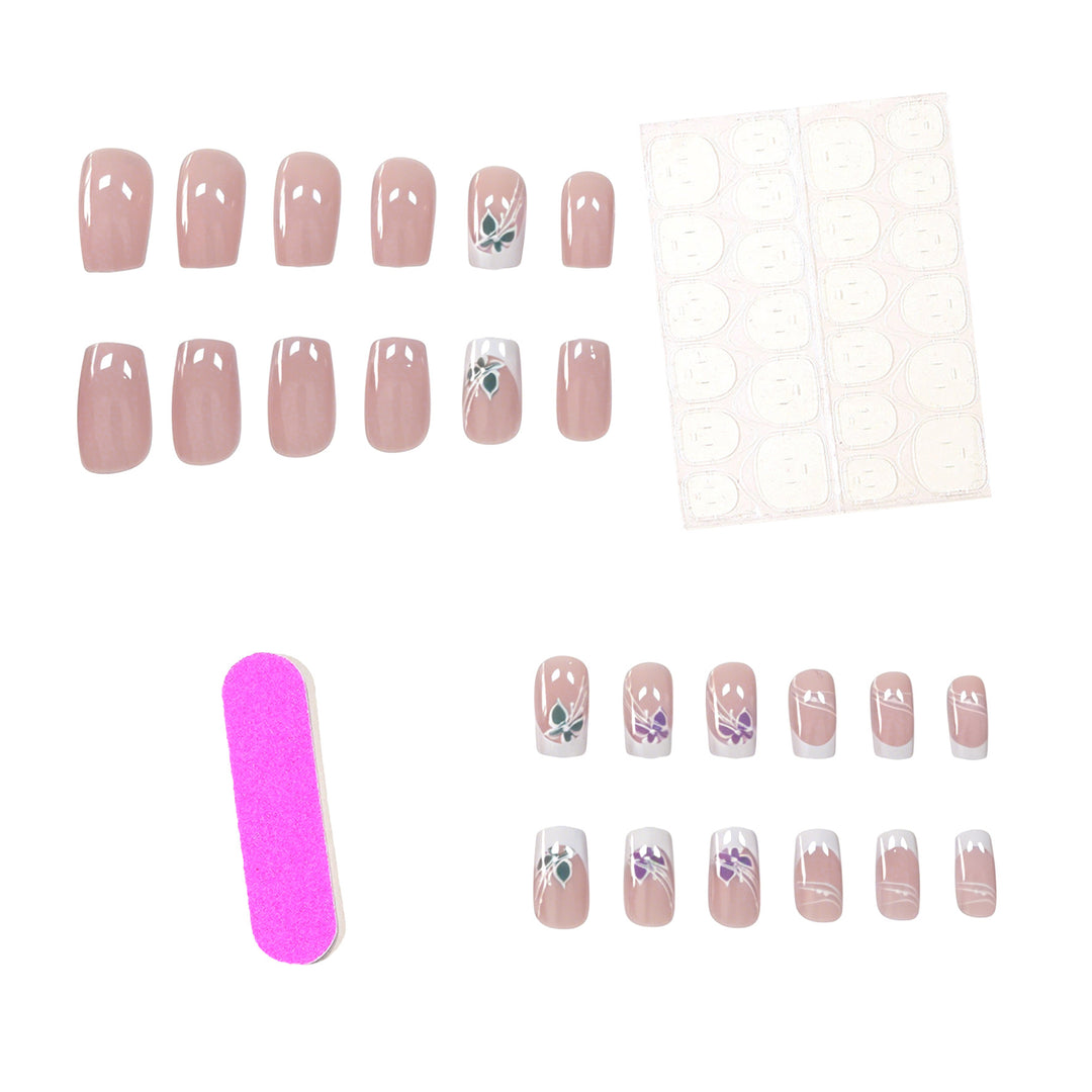 Decorative Floral French Tip Nail Art Kalsten
