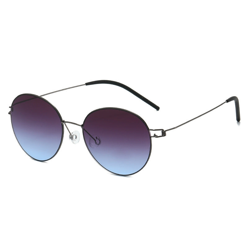 Women round sunglasses with light metal frame and gradient lenses Kalsten