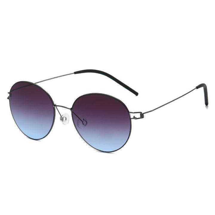 Women round sunglasses with light metal frame and gradient lenses Kalsten