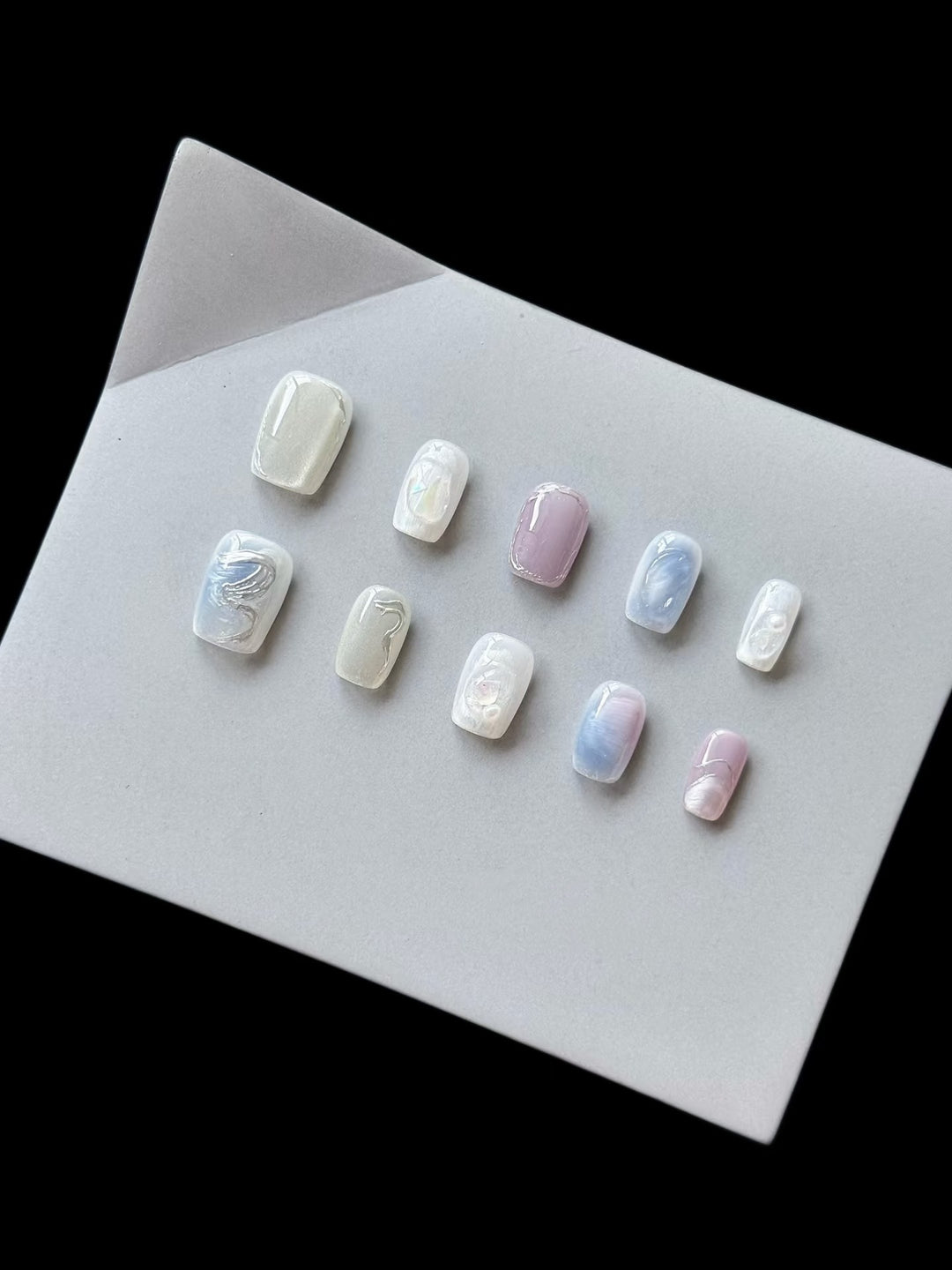 Artistic Press-On Nail Set with Abstract Design